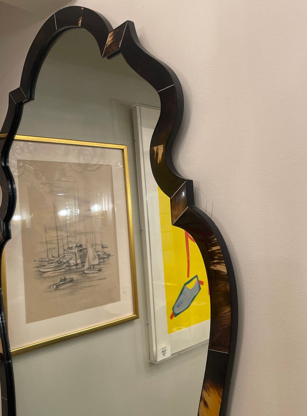 Karl Springer Chippendale-Style Horn Wall Mirror. U.S.A. Late 20th Century.