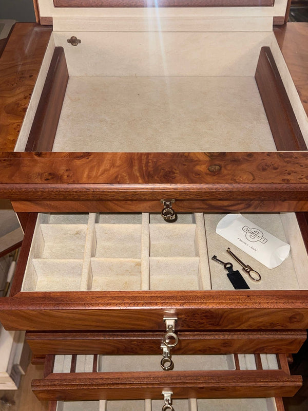 Agresti Lo Scrigno Briar & Mahogany Jewelry Armoire. Italy, 21st Century.