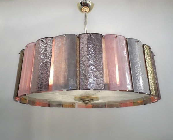 Vintage Italian Brass & Murano Glass Chandelier