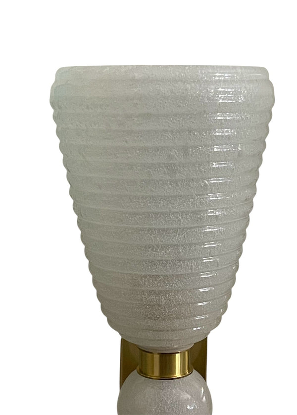 Set of Six Italian Modernist Murano Glass Sconces w/ White Gold Flecks – 21st C.