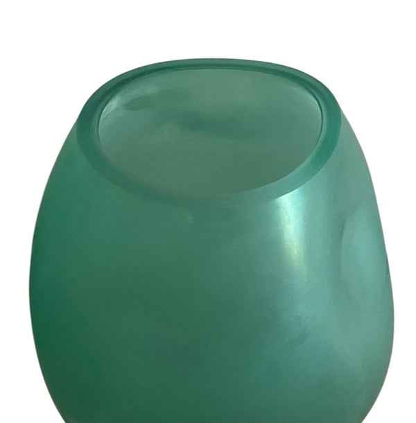 Pair of Turquoise “Soffio” Murano Glass Sconces on Brass Frames, Italy, 1980's.