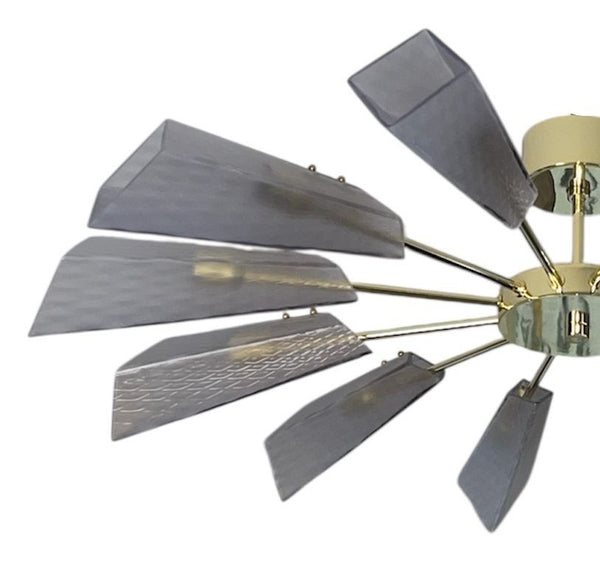 Ventilatore Style Chandelier with Murano Glass Tiles, Italy, 1980's.