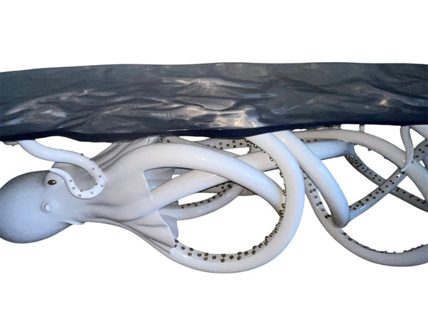 Limited Edition Sculptural Octopus Console Table-Wavy Resin Top. U.S.A. 21st C.