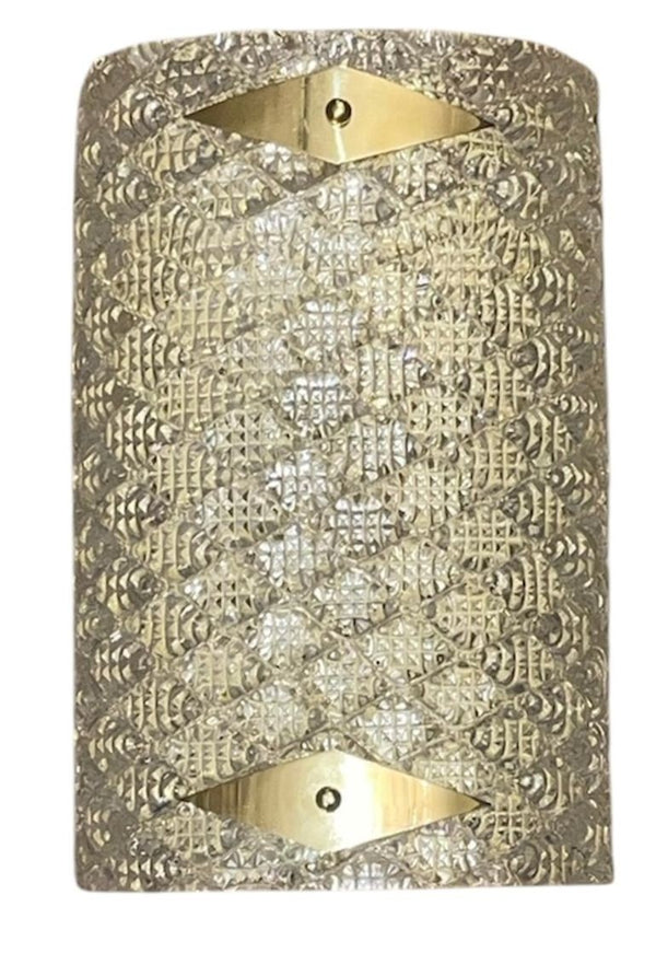 Pair of “Diamante” Murano Glass and Brass Sconces. Italy, 1980's.