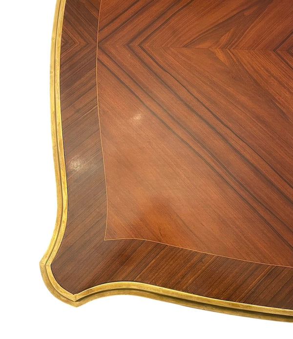 French 20th C. Louis XV Style Bronze Mounted-Kingwood & Plaque-Inset Bureau Plat