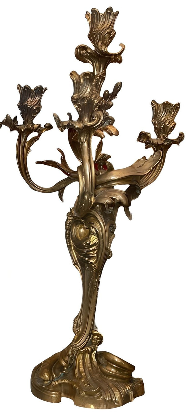 Early 19th Century Pair of Gilt Bronze Candelabras in the Manner of Henry Dasson