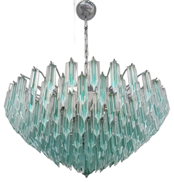 Vintage Aquamarine Quadrieri Murano Glass Chandelier. Italy, 1960's.