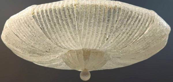 Vintage Clear Murano Glass Flush Mount in Style Barovier e Toso. Italy, 1960's.