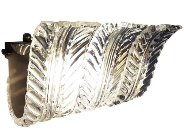 Set of Twelve Sconces w/ Clear Murano Glass Leaves by Maria Maggi. Italy 1990's