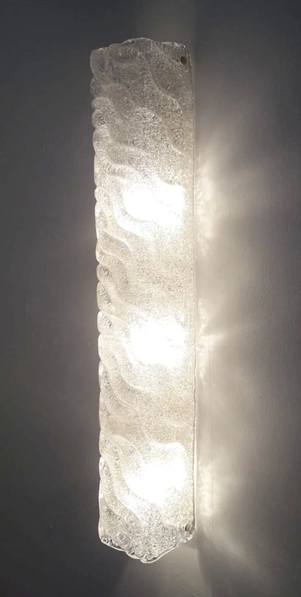 Pair of “Canale” Sconces by Barovier e Toso, Murano Glass & Brass, Italy, 1950's.