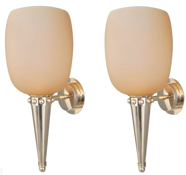 Set of Six Amber Murano Glass Torch Sconces by Barovier e Toso. Italy, 1950's.