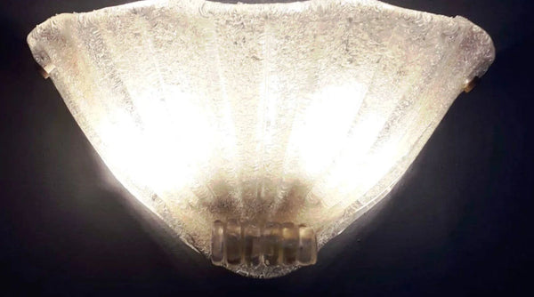 Pair of Italian Graniglia Murano Glass Uplight Sconces with Gold Flecks. 1960's.