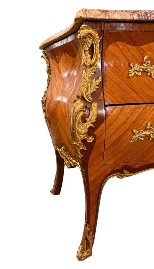French 19th Century Louis XV Style Bronze-Mounted Marble-Top Commode