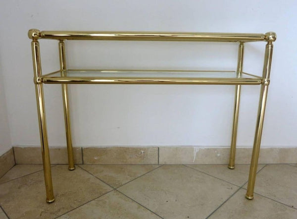 Pair of Italian Midcentury Brass Console Table, Italy, 1950s