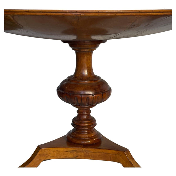 Early 20th C. French Regency-Style Round Maple & Walnut Table w/ Sunburst Inlay