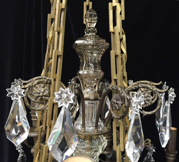 French Bronze & Crystal Baccarat Chandelier