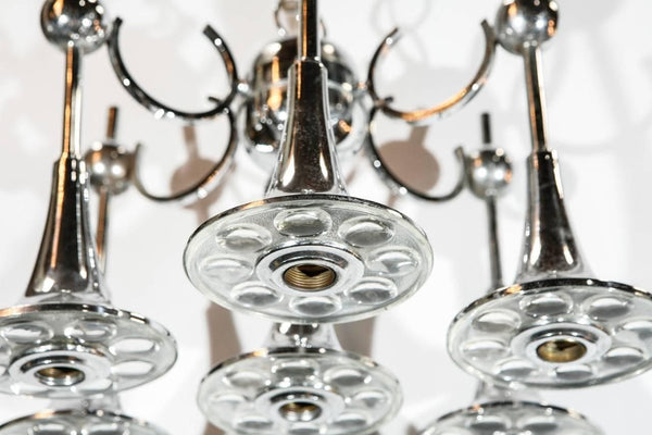 Vintage Italian Chandelier w/ Chrome & Murano Glass by Sciolari