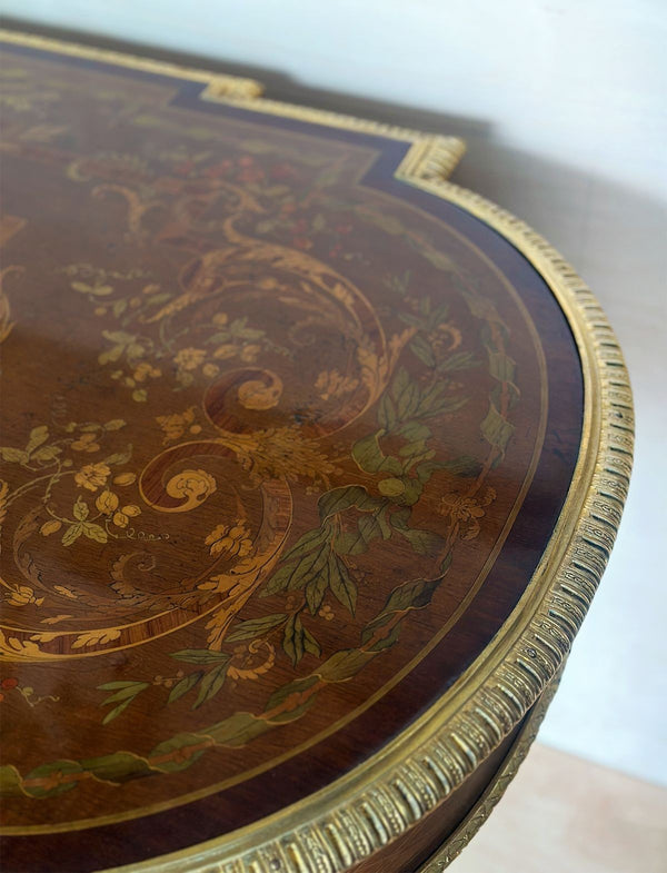 French 19th Century Inlaid Table w/ Bronze Mounts