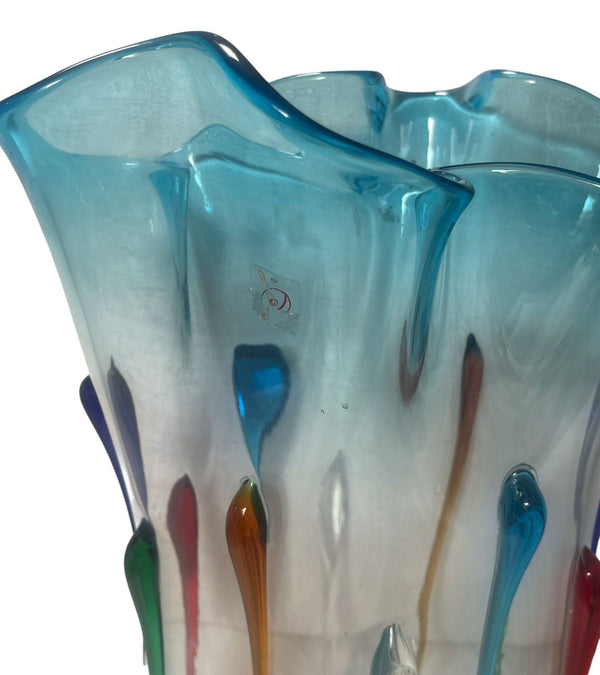Enrico Cammozzo Signed Murano Glass Vase. Italy, Late 20th Century.