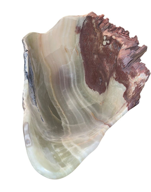 Monumental Sculptural Onyx Bowl with Natural Mineral Edge