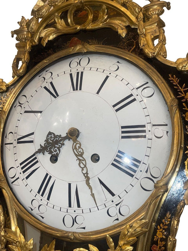 Monumental Early 19th Century French Chinoiserie Wall Clock with Bracket