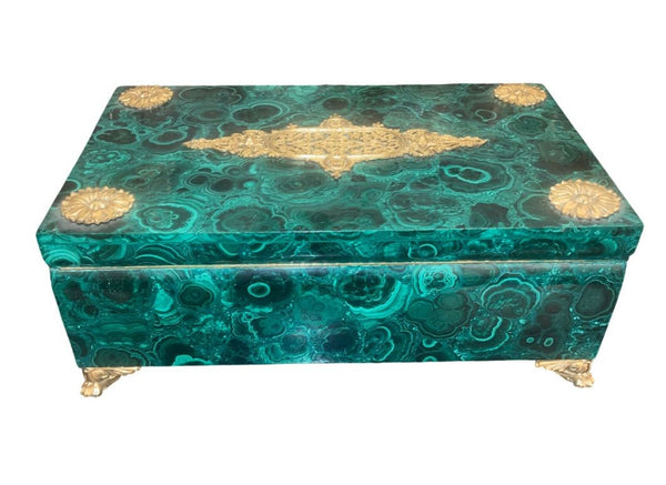 Russian Malachite and Gilt Bronze Decorative Box, Early 20th Century