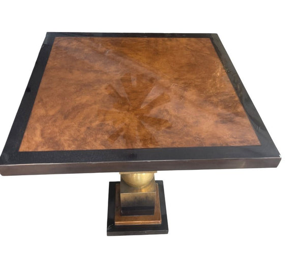Pair of Italian Modern Two-Tone Parchment, Resin & Metal Side Tables. 1980's.