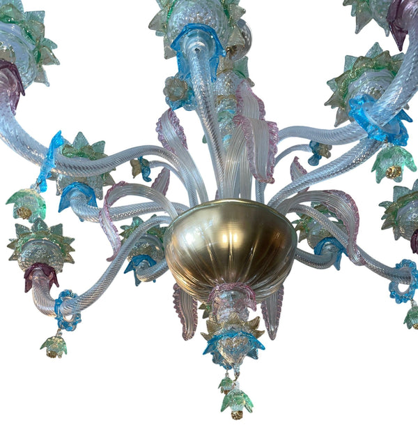 Italian Murano Glass Multi-Color Floral Chandelier