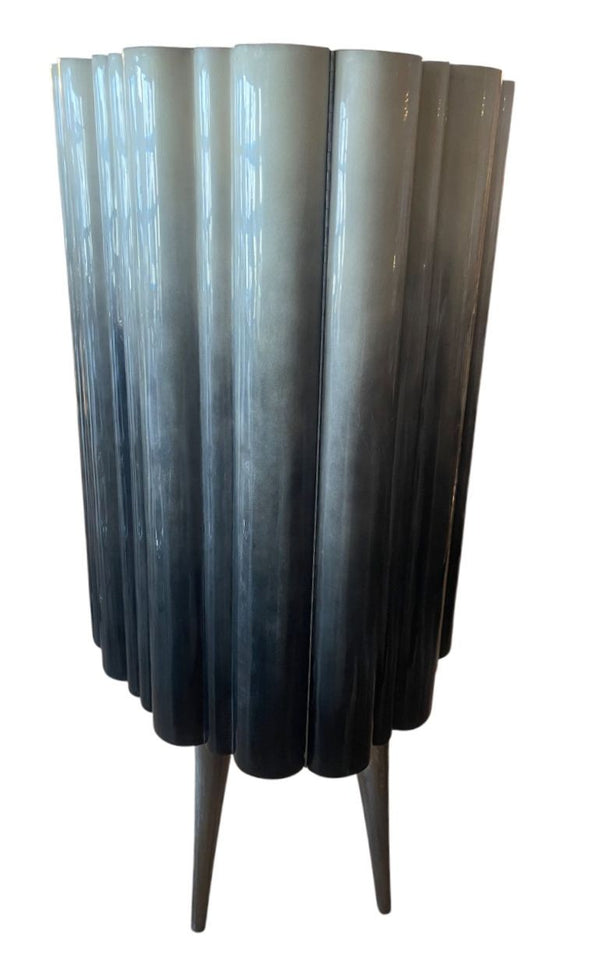 Sculptural Parchment Bar Cabinet with Radiant Ombre Finish. U.S.A. 1980's.
