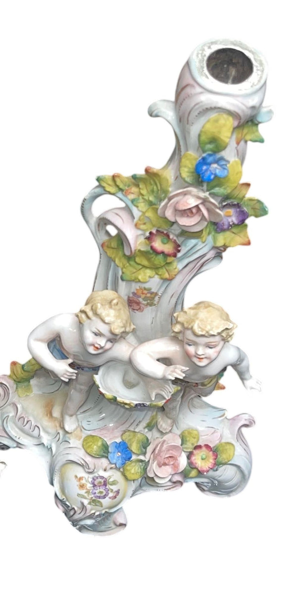 Pair of Meissen Style Porcelain Five-Arm Candelabras. Germany, 20th century.