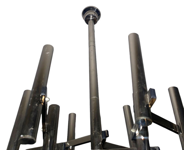 Gaetano Sciolari Chrome Tubular Chandelier. Italy, 1970's.