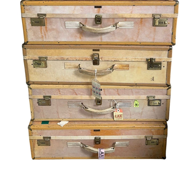 Mid-Century Set of Seven Hartmann Skymate Leather Suitcases. U.S.A.