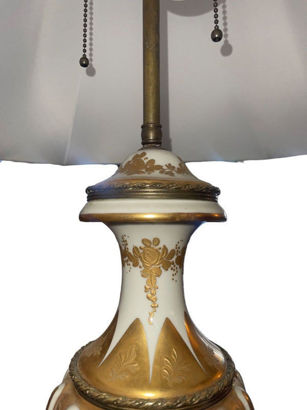 Pair Sèvres Style Porcelain Table Lamps Signed Weidmann Sèvres. France, 1950's.