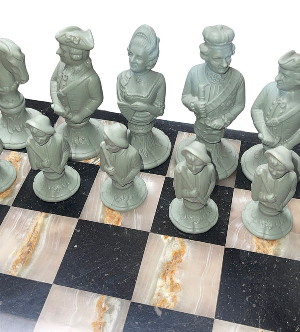 Fürstenberg Porcelain Chess Set on Marble Board, c.1947.