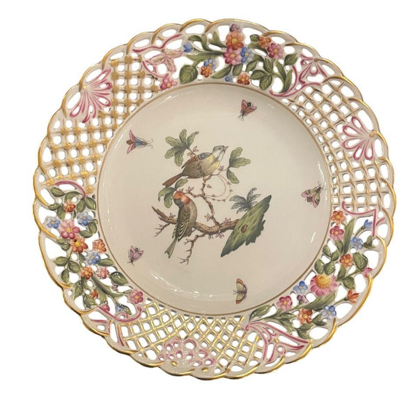 Four Herend Porcelain Reticulated Dessert Plates. Hungary, Mid-20th Century.