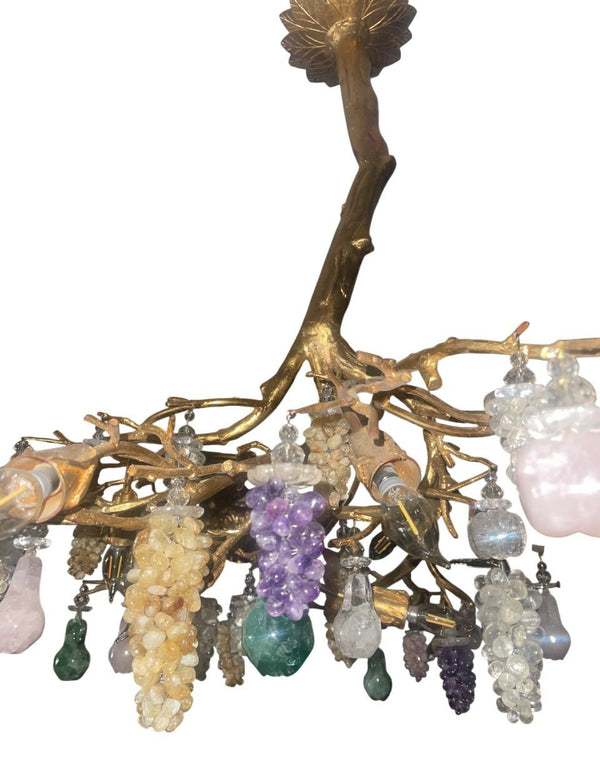 Pegaso Gallery Design “Tree of Life” Chandelier with Semi-Precious Stone Fruits