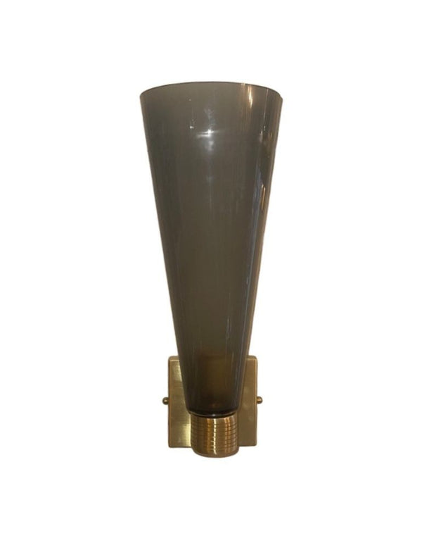 Set of Six Gray Murano Glass Impero Sconces, Italy, 1980's.
