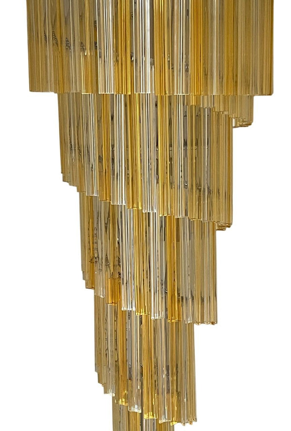 Mid-20th Century Italian Spiral Chandelier with Amber & Clear Venini Glass