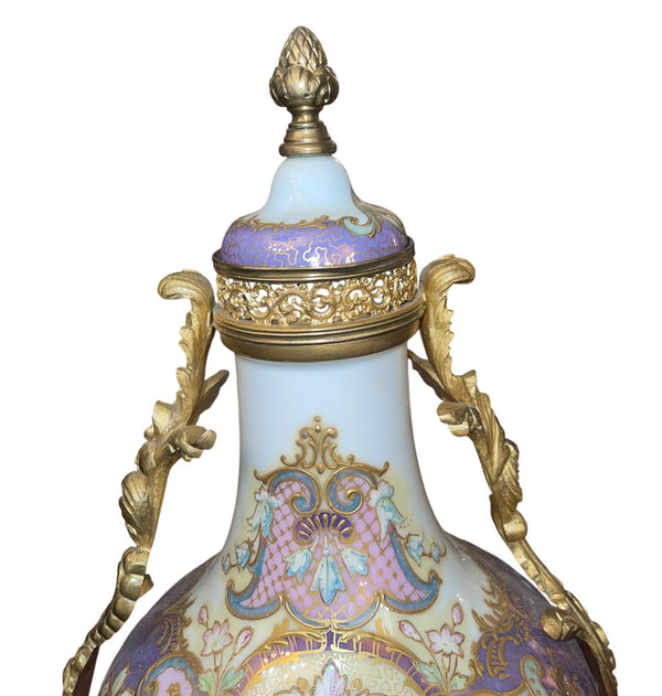 Antique 19th Century French Sevres Porcelain & Bronze Vase. Signed Maxant.