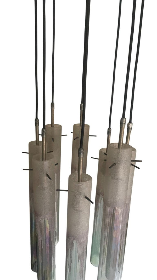 Murano Glass Tubes Flush Mount / Chandelier Designed by Poliarte. Italy, 1960's.