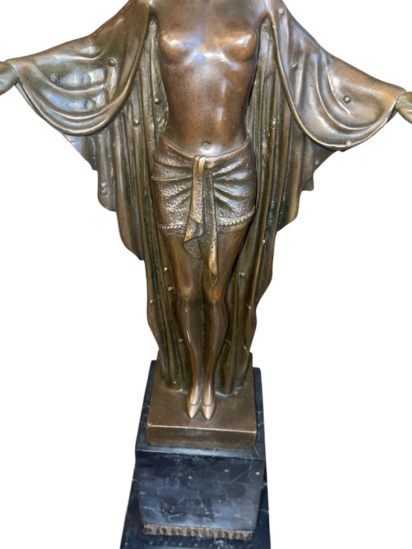 D.H. Chiparus Style Art Deco Bronze Female Figure on Marble Base, France, 1920's