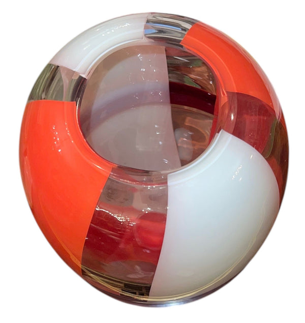 Carlo Moretti Murano Glass Vase with Booklet. Italy, Late 20th Century.