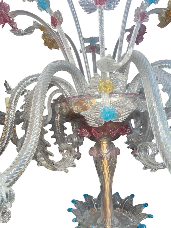Venetian Murano Glass Floral Floor Lamp, Multicolor, Italy, 1950's.