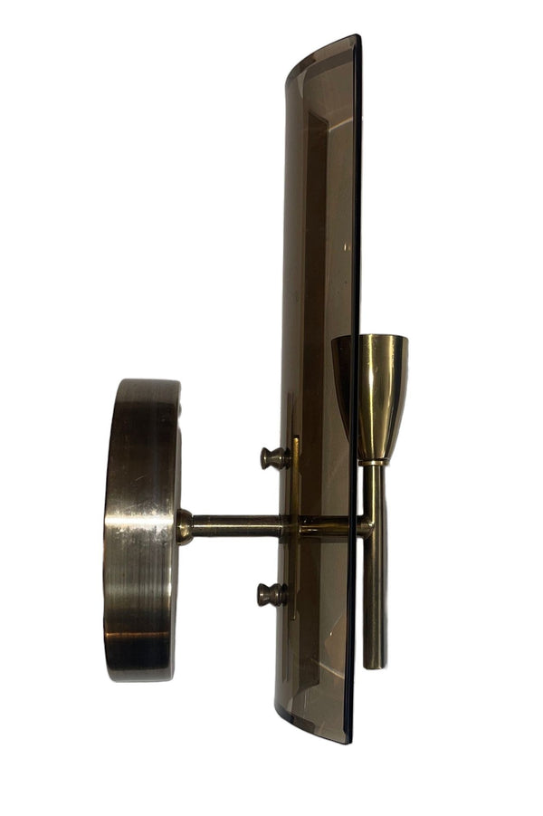 Pair of Cristal Arte Smoky Glass Italian Sconces, 1960's.