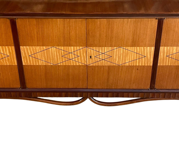 Italian Mid-Century Inlaid Six-Door Sideboard. 1960's.