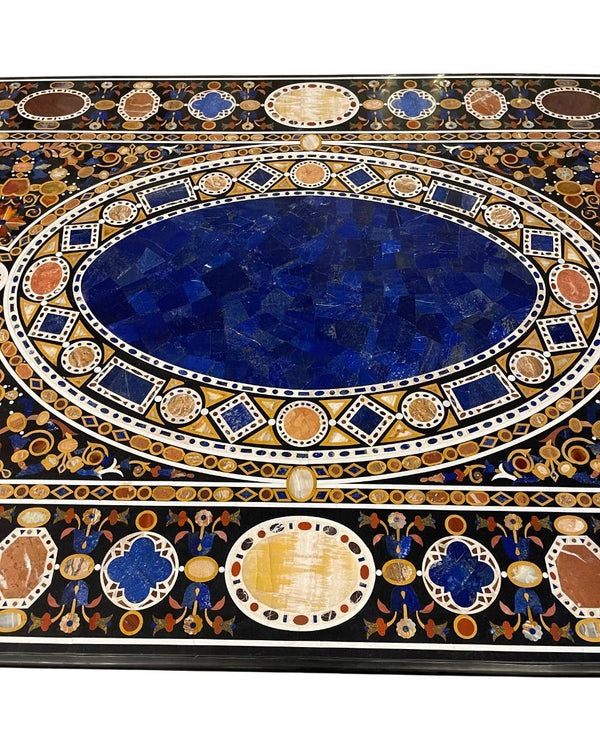 Massive Italian Pietra Dura Dining Table with Stone Bases, c. 1980s