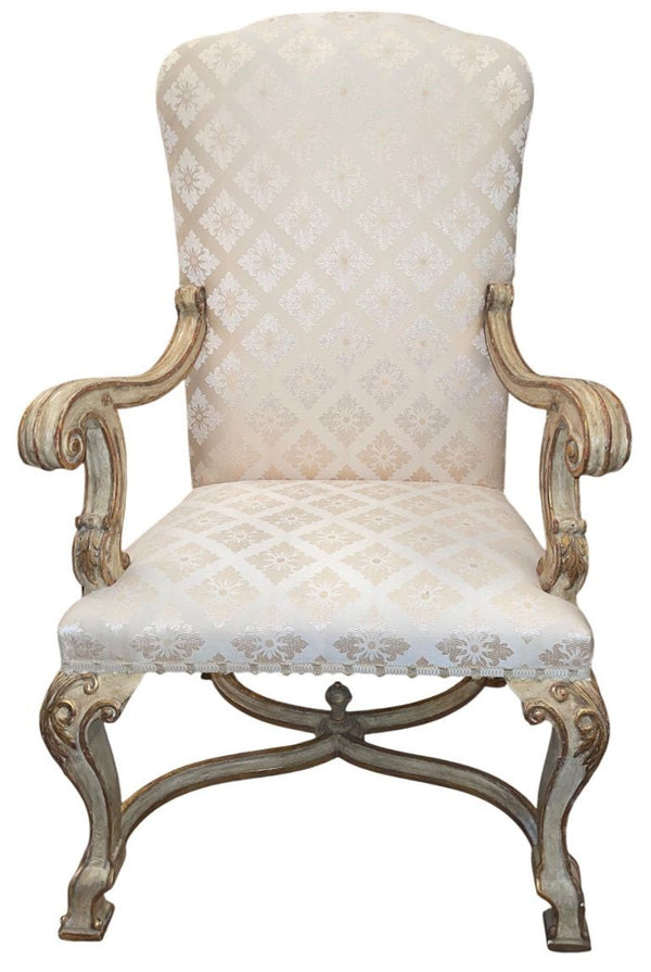 Pair of 19th Century Italian Hand Carved Armchairs.