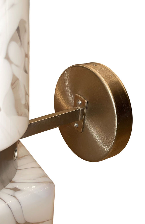 1970's Murano Art Glass Single Wall Sconce in White Mottled Glass