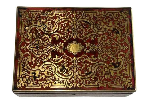 French Mid-19th Century Boulle Jewelry Box with Mirror and Perfume Bottle.