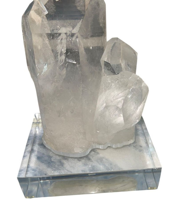 Peter Muller Labradorite Kingfisher Sculpture Quartz Base. Switzerland, 1980's.